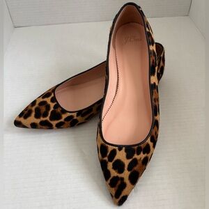 J. crew Pointy-toe flats in leopard calf hair Sz 10